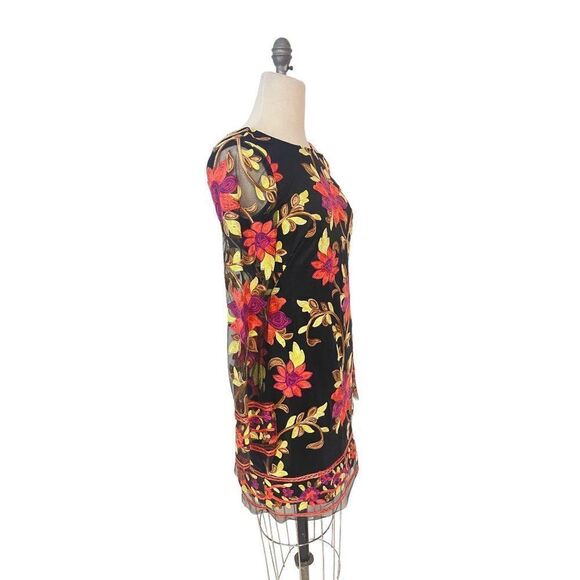 Alexia Admor Floral Embroidered Mesh Overlay Shift Dress Small - Picture 4 of 6